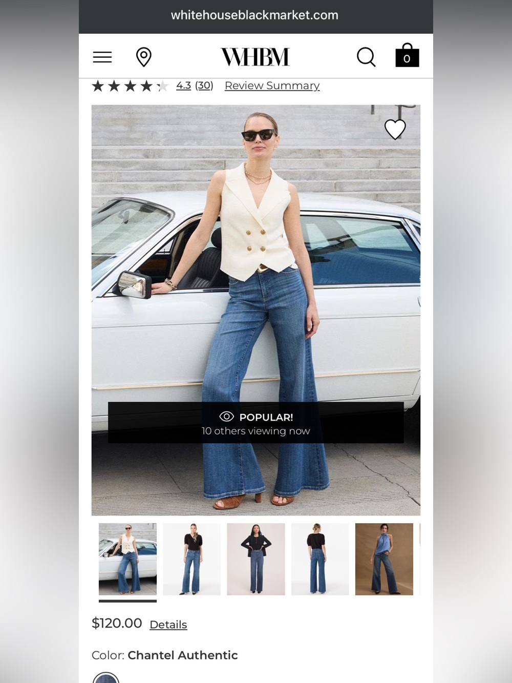 White House Black Market Denim High-Rise Wide Leg Jeans - Medium Blue Wash